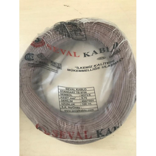 SEVAL Marka 0,75mm² kahverengi NYAF kablo (100 mt)