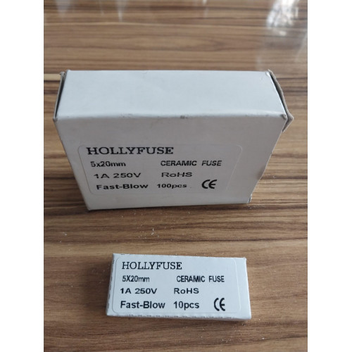 Hollyfuse 5x20mm 1A 250V Fast-Blow seramik sigorta