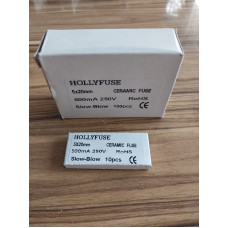 Hollyfuse 5x20mm 500mA 250V Slow-Blow seramik sigorta