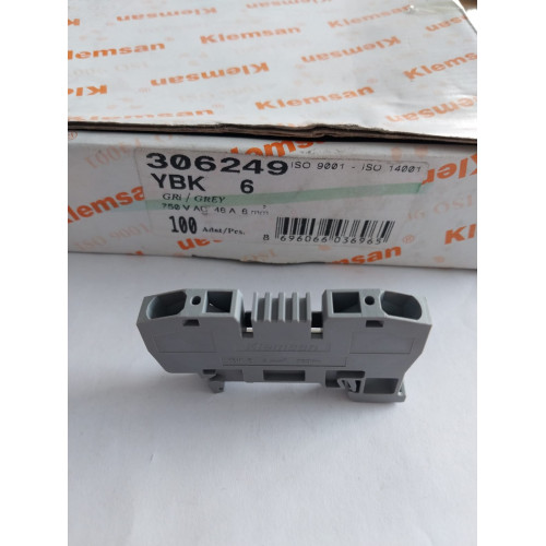 Klemsan 6mm2, Yay bağlantılı, 1 giriş 1 çıkış geçiş klemensi,		